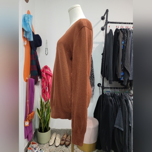 Banana Republic V-Neck Merino Wool Sweater in Warm Brown - Picture 3 of 6
